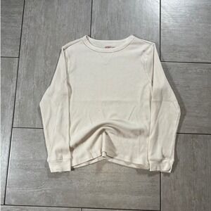 Cat & Jack Boys Cream Waffle Knit Thermal Long Sleeve Shirt Size 10 12